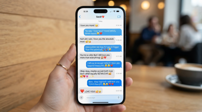 Playful love text exchange filled with funny replies.