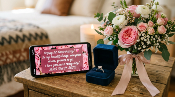 A short engagement anniversary message prepared for a loved one.