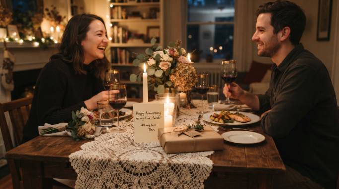 13th wedding anniversary gift and romantic dinner