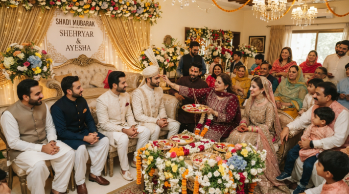 Traditional tilak ceremony engagement celebration