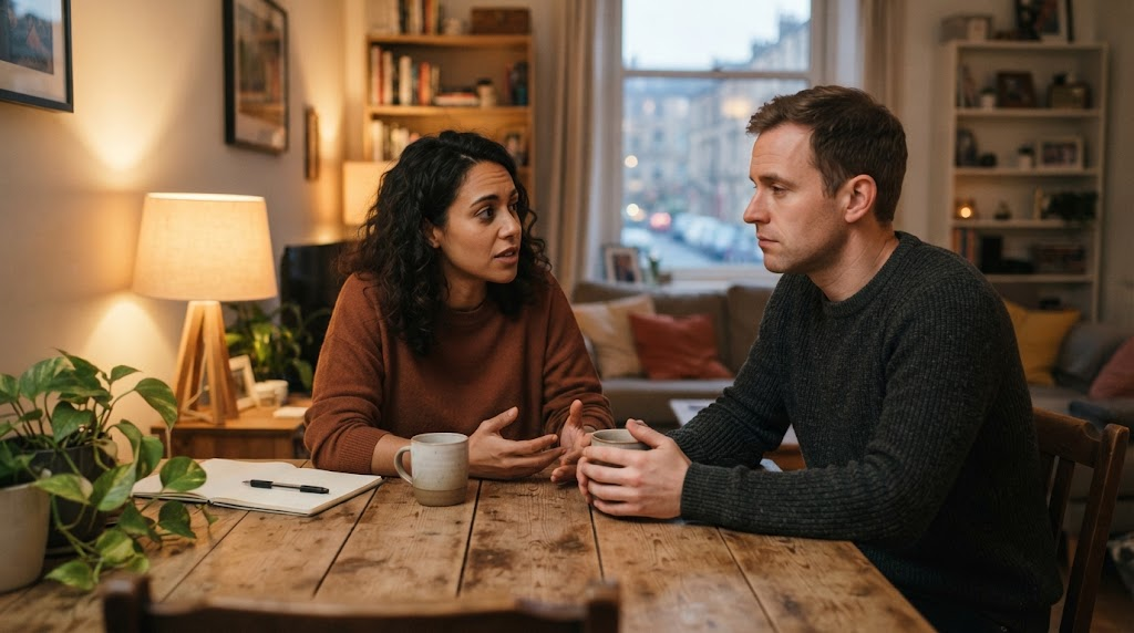 Couple discussing marriage and relationship concerns