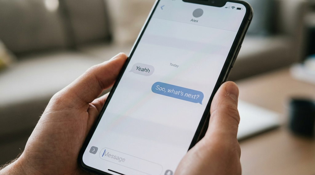 A text conversation where a follow-up question keeps the discussion moving.