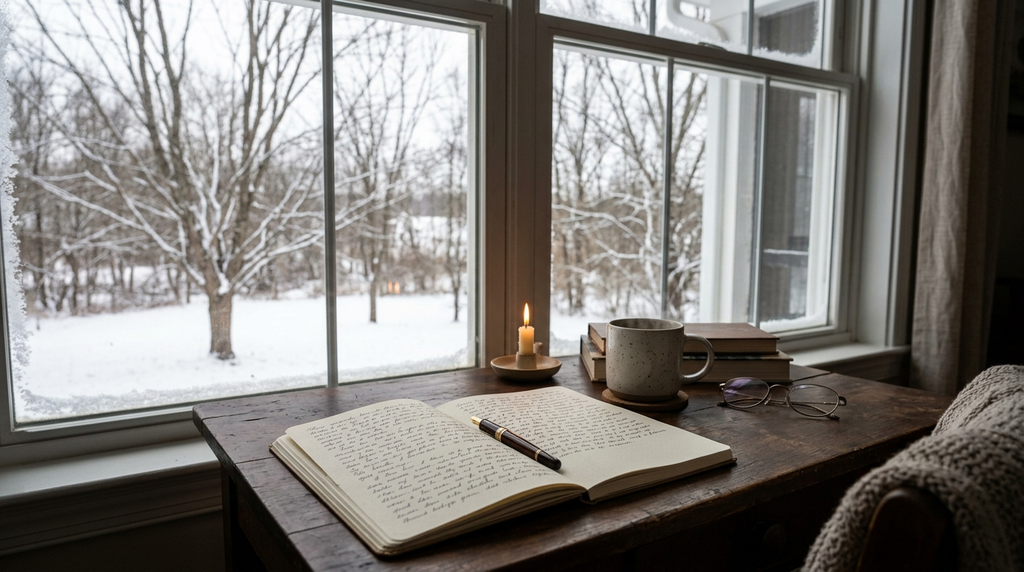 An open journal offers space to reflect on the lessons of the year.